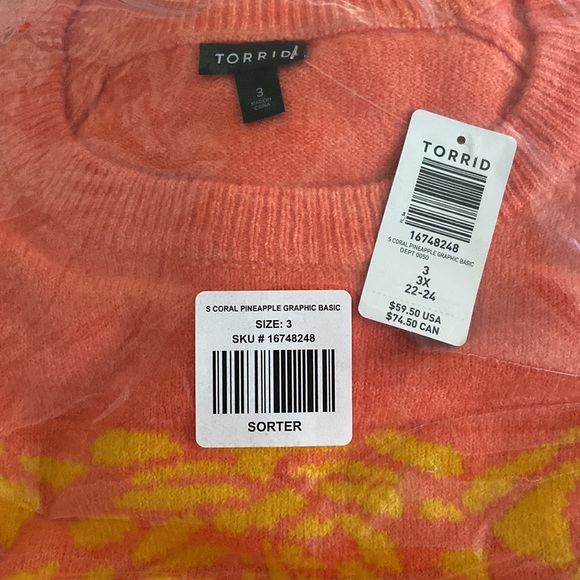 NWT TORRID Raglan Pullover Sweater - Coral Tiger - Picture 9 of 9